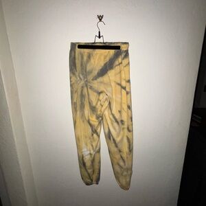 Yellow and Gray Tie-Dye Sweatpants